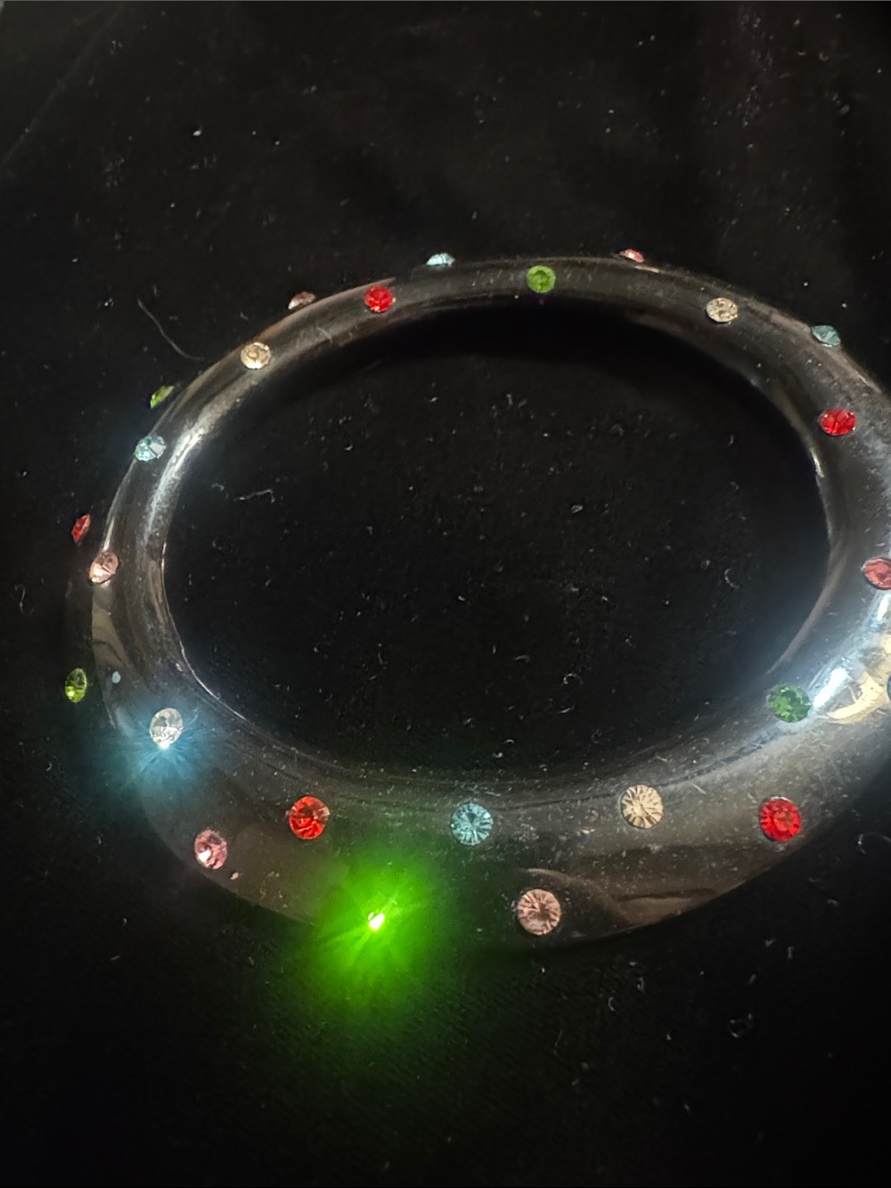 Multicolor Crystal Accent black -Tone Bangle Bracelet